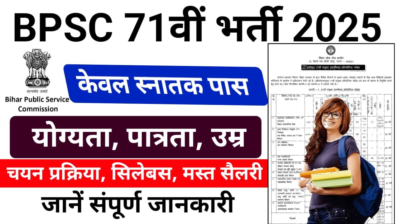 BPSC 71th Recruitment 2025 Online Apply — बीएससी 71वीं भर्ती 2025 ऑनलाइन आवेदन शुरू यहां से करें अप्लाई