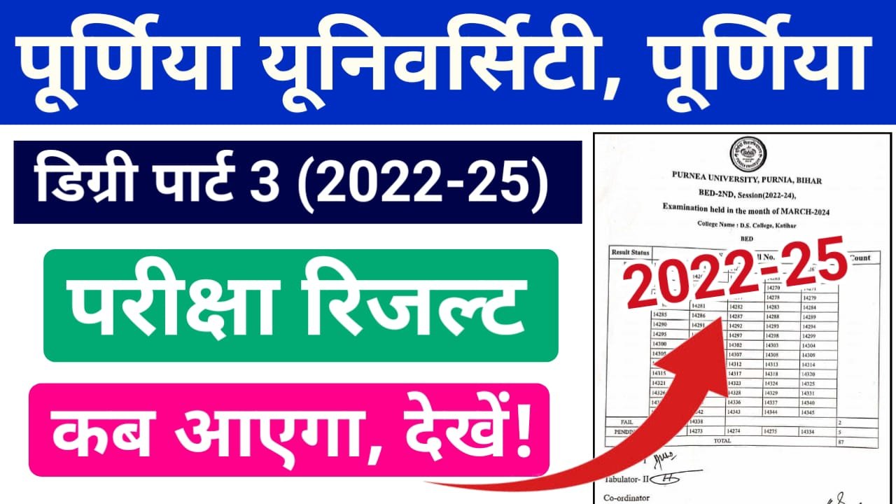 Purnea University UG Part 3 Result 2025 (Declared Soon) — पूर्णिया यूनिवर्सिटी डिग्री पार्ट 3 का रिजल्ट कब आएगा जानिए पूरी जानकारी