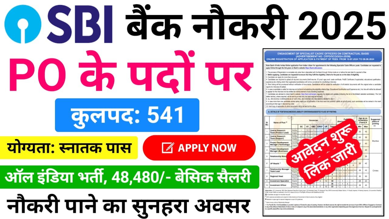 SBI Bank PO Vacancy 2025 — भारतीय स्टेट बैंक में निकली बंपर भर्ती, यहां से करें ऑनलाइन आवेदन