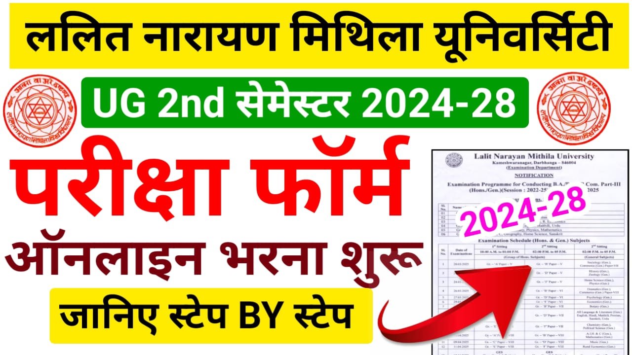 LNMU UG Degree 2nd Semester Exam Form 2024-28 — ललित नारायण मिथिला यूनिवर्सिटी सेकंड सेमेस्टर परीक्षा फॉर्म ऑनलाइन भरना शुरू