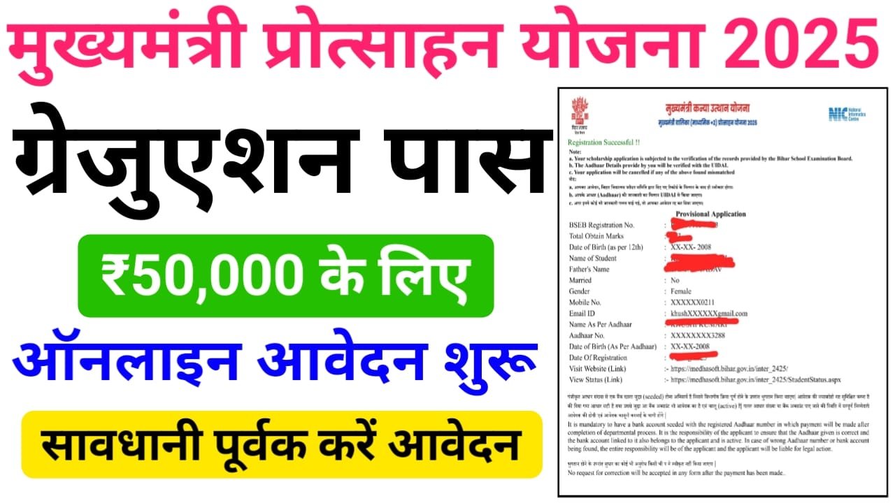 Mukhymantri Kanya Utthan Yojana Graduation Pass 50000 Online Apply 2025 : मुख्यमंत्री कन्या उत्थान योजना 50000 स्कॉलरशिप के लिए ऑनलाइन आवेदन शुरू, ऐसे करें ऑनलाइन आवेदन