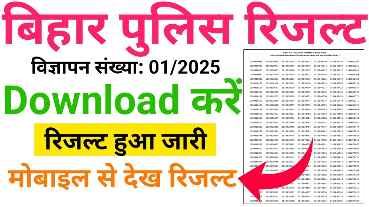 Bihar Police Constable Result 2025 Download & Check लिंक जारी, यहां से मोबाइल से देख अपना रिजल्ट