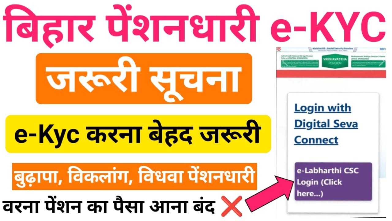 e Labharthi KYC Bihar 2026— बिहार e-लाभार्थी पेंशन KYC जल्द कर लें, पेंशन आना हो जाएगा बंद, जानिए पूरी जानकारी