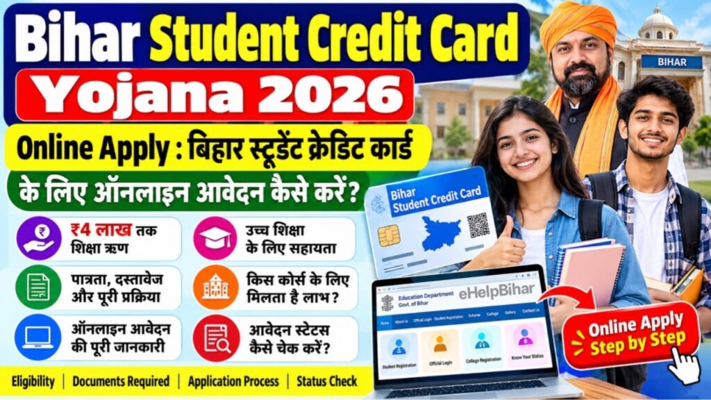 Bihar Student Credit Card Yojana Online Apply 2026 : बिहार स्टूडेंट क्रेडिट कार्ड के लिए ऑनलाइन आवेदन कैसे करें? 2 Bihar Student Credit Card Yojana Online Apply 2026 : बिहार स्टूडेंट क्रेडिट कार्ड के लिए ऑनलाइन आवेदन कैसे करें?