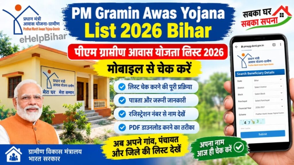 PM Gramin Awas Yojana List 2026 Bihar — पीएम ग्रामीण आवास योजना लिस्ट 2026 मोबाइल से चेक करें 2 PM Gramin Awas Yojana List 2026 Bihar